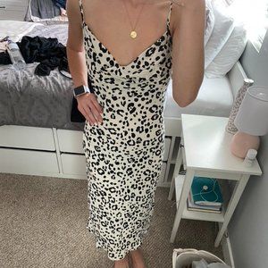 Black and White Cheetah Midi Length Dress